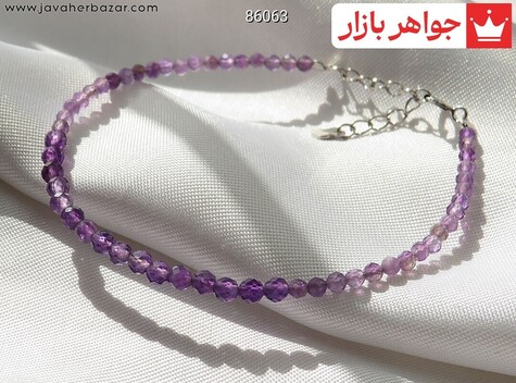دستبند نقره آمتیست خوش رنگ زنانه ظریف  - 86063