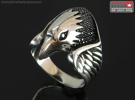 انگشتر نقره میکروستینگ طرح عقاب مردانه - 86078