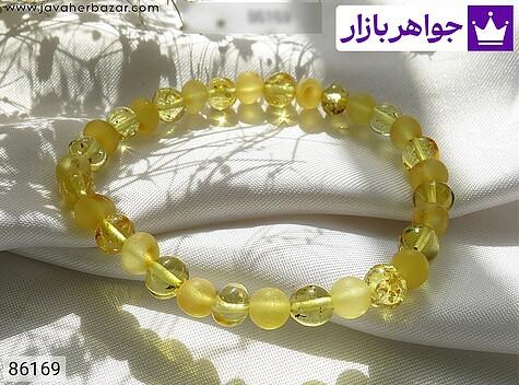 دستبند سنگی کهربا لیتوانی مات شفاف زیبا - 86169