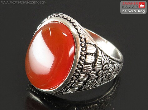 انگشتر نقره عقیق قرمز زیبا مردانه - 86512