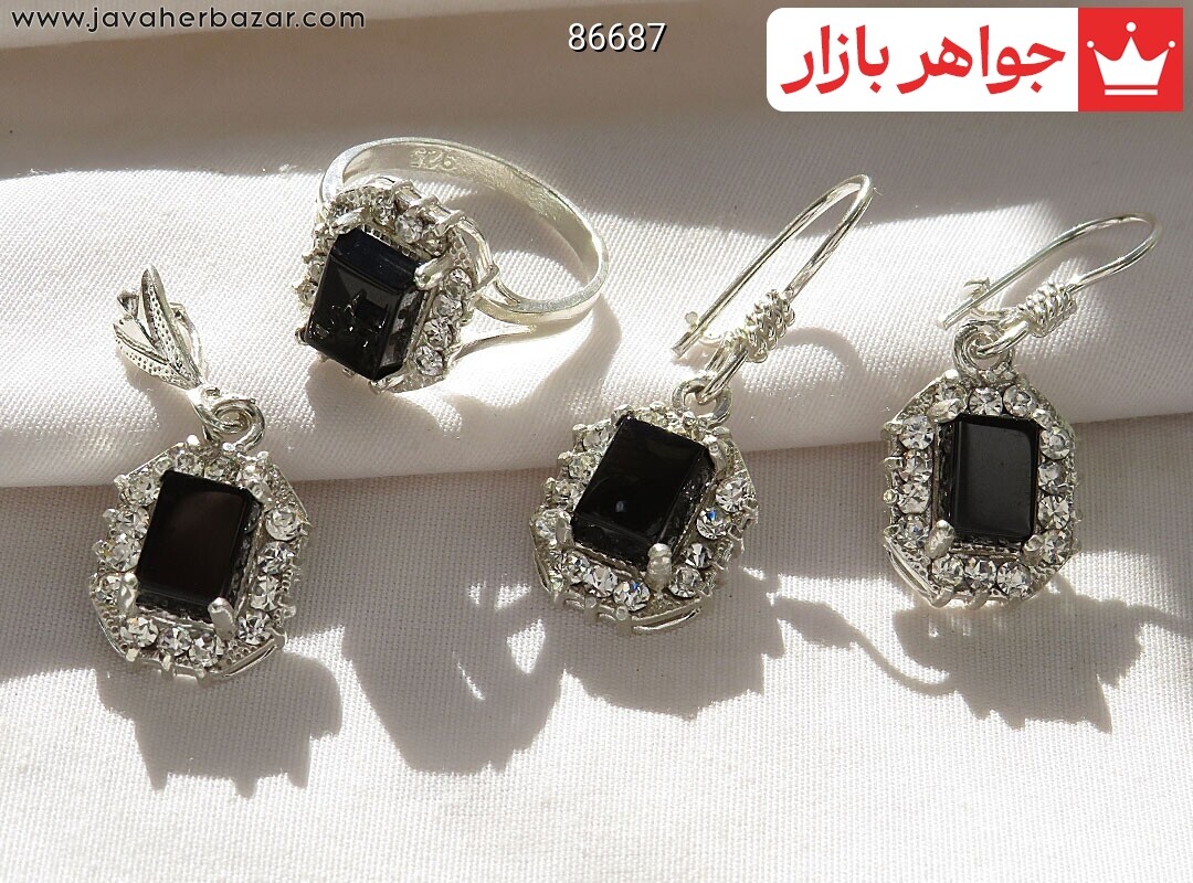 سرویس نقره عقیق مشکی ظریف