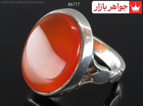 انگشتر نقره عقیق یمنی نارنجی لوکس مردانه