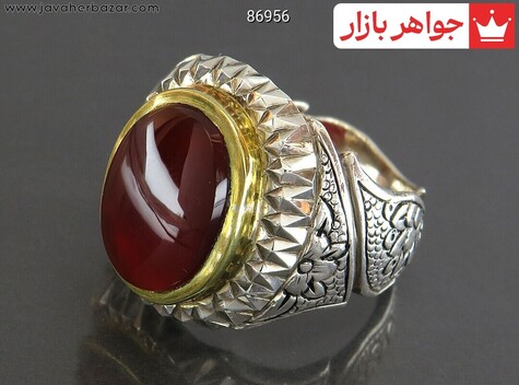 انگشتر نقره عقیق یمنی قرمز سرخ سلطنتی مردانه دست ساز