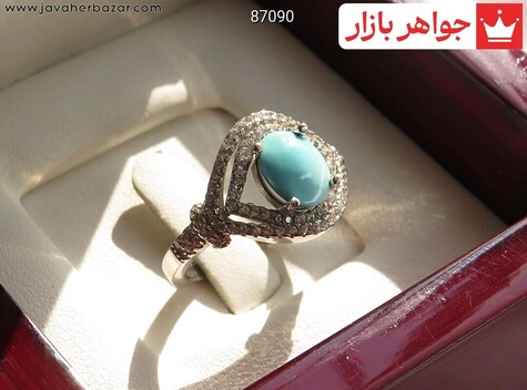 انگشتر نقره فیروزه نیشابوری خوشرنگ زنانه - 87090