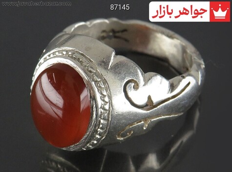 انگشتر نقره عقیق یمنی مردانه دست ساز - 87145