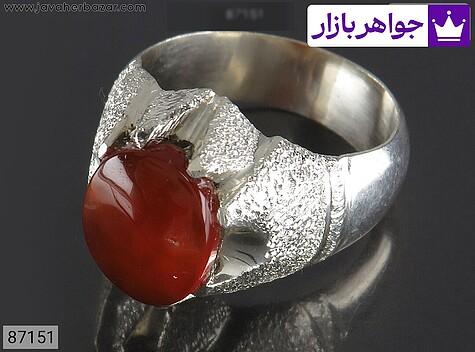 انگشتر عقیق یمنی قرمز مردانه دست ساز انگشتر نقره عقیق یمنی قرمز مردانه دست ساز - 87151