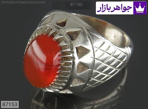 انگشتر عقیق یمنی نارنجی مردانه دست ساز انگشتر نقره عقیق یمنی نارنجی مردانه دست ساز - 87153
