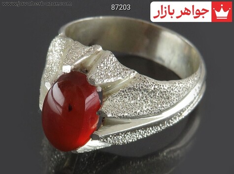 انگشتر نقره عقیق یمن بی نظیر مردانه دست ساز - 87203