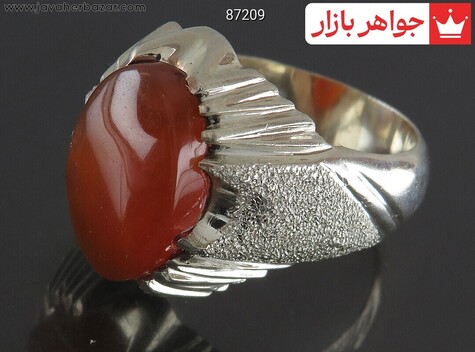 انگشتر نقره عقیق یمنی زیبا مردانه دست ساز - 87209