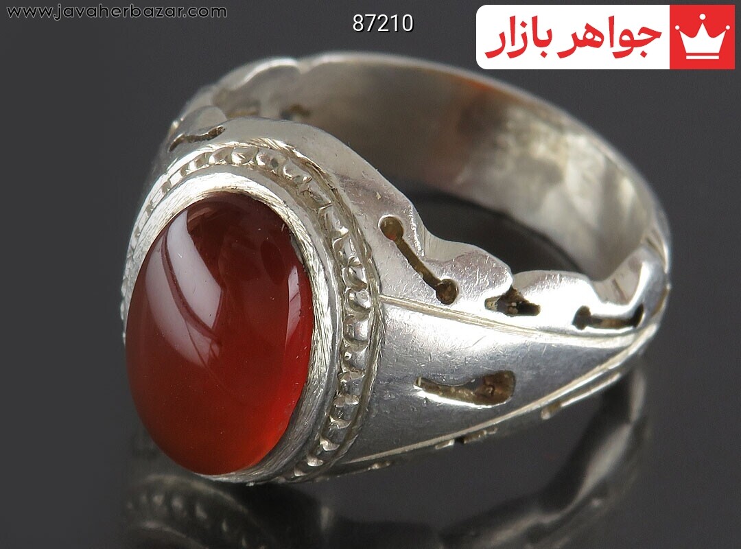 انگشتر نقره عقیق یمنی قرمز سرخ مردانه دست ساز