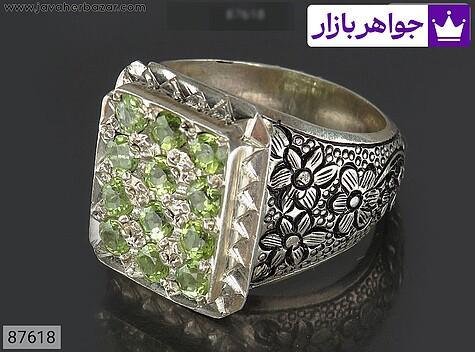 انگشتر زبرجد مردانه انگشتر نقره زبرجد لوکس مردانه - 87618