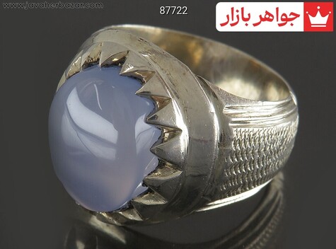 انگشتر نقره عقیق یمنی کبود مردانه - 87722