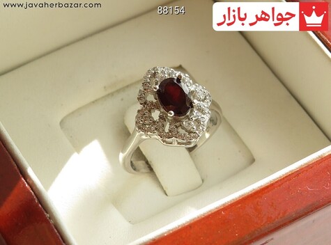 انگشتر نقره گارنت طرح کیمیا زنانه - 88154