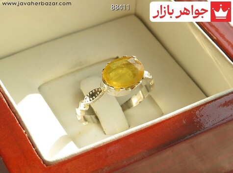 انگشتر نقره یاقوت آفریقایی زرد زنانه دست ساز - 88411