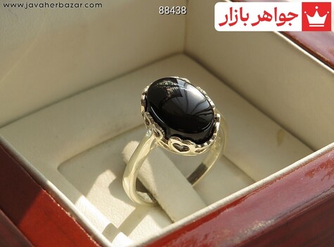 انگشتر نقره عقیق سیاه ظریف زنانه - 88438