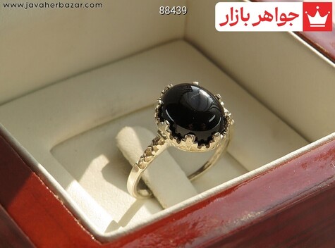 انگشتر نقره عقیق سیاه ظریف زنانه - 88439