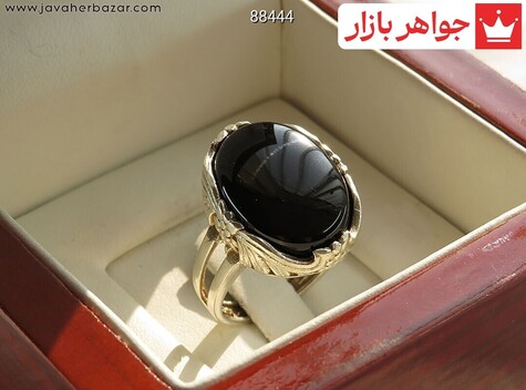 انگشتر نقره عقیق سیاه طرح هدیه زنانه - 88444