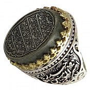 انگشتر نقره یشم چهارده معصوم مردانه