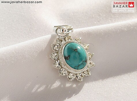 گردنبند نقره فیروزه نیشابوری خوشرنگ - 88648