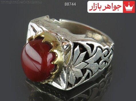انگشتر نقره عقیق یمنی قرمز بی نظیر مردانه دست ساز