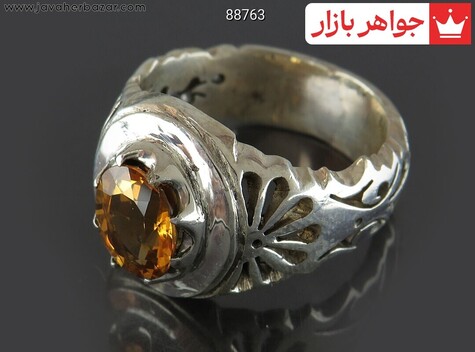 انگشتر نقره سیترین جذاب مردانه دست ساز - 88763