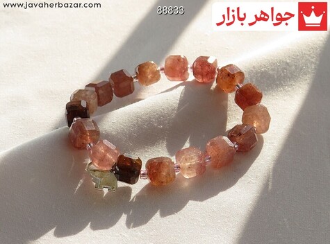 دستبند سنگی نقره کوارتز خوشرنگ خاص زنانه - 88833