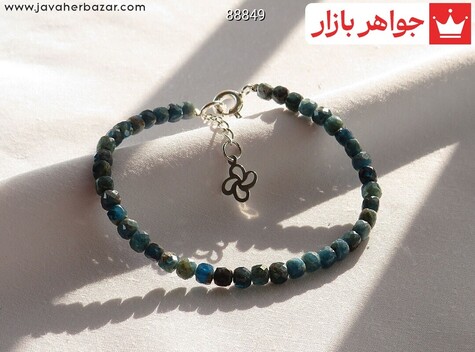 دستبند سنگی نقره آپاتیت تراش جواهری زنانه - 88849