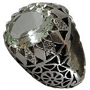 انگشتر نقره آکوامارین الماس تراش فاخر و برلیان اصل مردانه دست ساز
