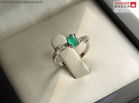 انگشتر نقره عقیق سبز سایز کوچک نهایتا تا سایز 50 بچه گانه ظریف  - 89290