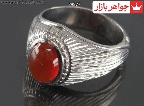 انگشتر نقره عقیق یمنی سرخ مردانه دست ساز - 89377