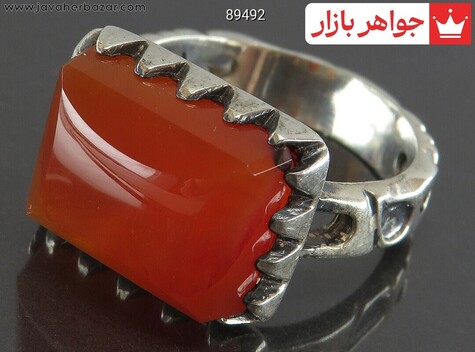 انگشتر نقره عقیق یمنی نارنجی پرتقالی خوش تراش مردانه