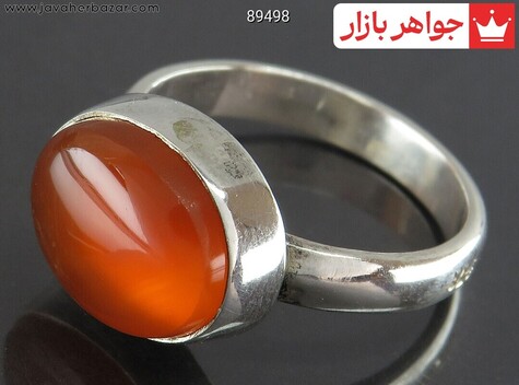انگشتر نقره عقیق یمنی نارنجی پرتقالی ساده مردانه