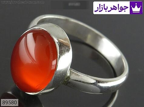 انگشتر نقره عقیق یمنی نارنجی خوش رنگ مردانه - 89580