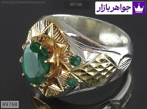 انگشتر نقره زمرد زامبیا بی نظیر مردانه دست ساز - 89768