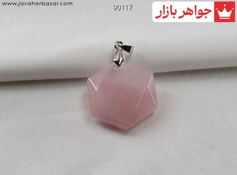 آویز کوارتز صورتی طرح شش ضلعی - 90117