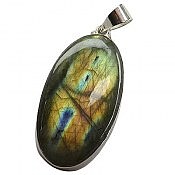 مدال نقره لابرادوریت درشت پر طاووسی دست ساز