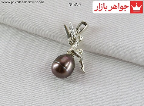 مدال نقره مروارید طرح فرشته بالدار - 90490