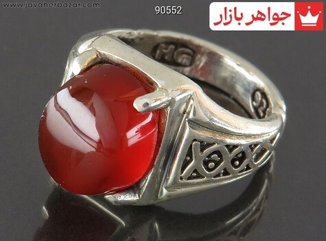 انگشتر نقره عقیق یمنی قرمز چهار چنگ بچه گانه - 90552