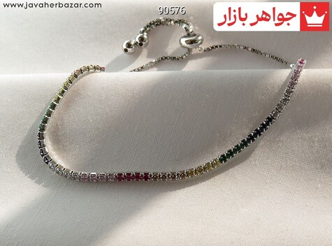 دستبند نقره خوش رنگ زنانه ظریف - 90576