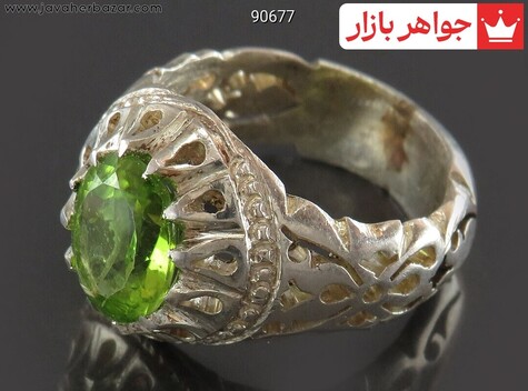 انگشتر نقره زبرجد کم نظیر مردانه دست ساز - 90677