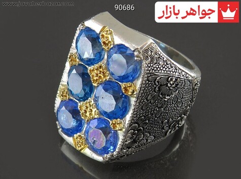 انگشتر نقره توپاز اشرافی مردانه دست ساز - 90686
