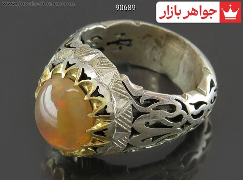 انگشتر نقره اپال خاص مردانه دست ساز - 90689