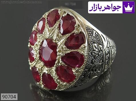 انگشتر یاقوت قرمز مردانه انگشتر نقره یاقوت قرمز اشرافی مردانه دست ساز - 90704