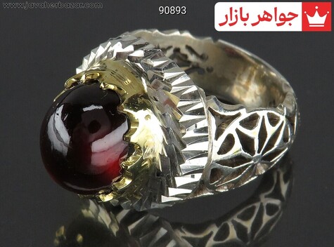 انگشتر نقره گارنت بی نظیر مردانه دست ساز - 90893