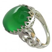 انگشتر نقره عقیق سبز طرح محبوب زنانه