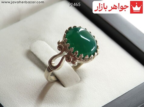 انگشتر نقره عقیق سبز زنانه - 91465