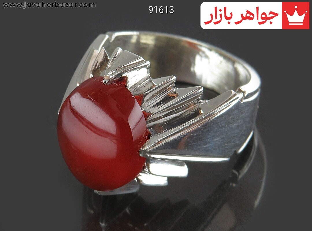 انگشتر نقره عقیق یمنی شیک مردانه دست ساز