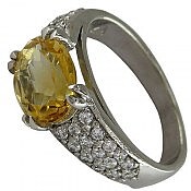 انگشتر نقره سیترین الماس تراش زنانه