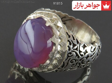 انگشتر نقره عقیق یمنی سوسنی لوکس مردانه دست ساز - 91815