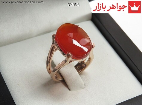انگشتر نقره عقیق یمنی نارنجی درجه یک طرح نازنین زنانه